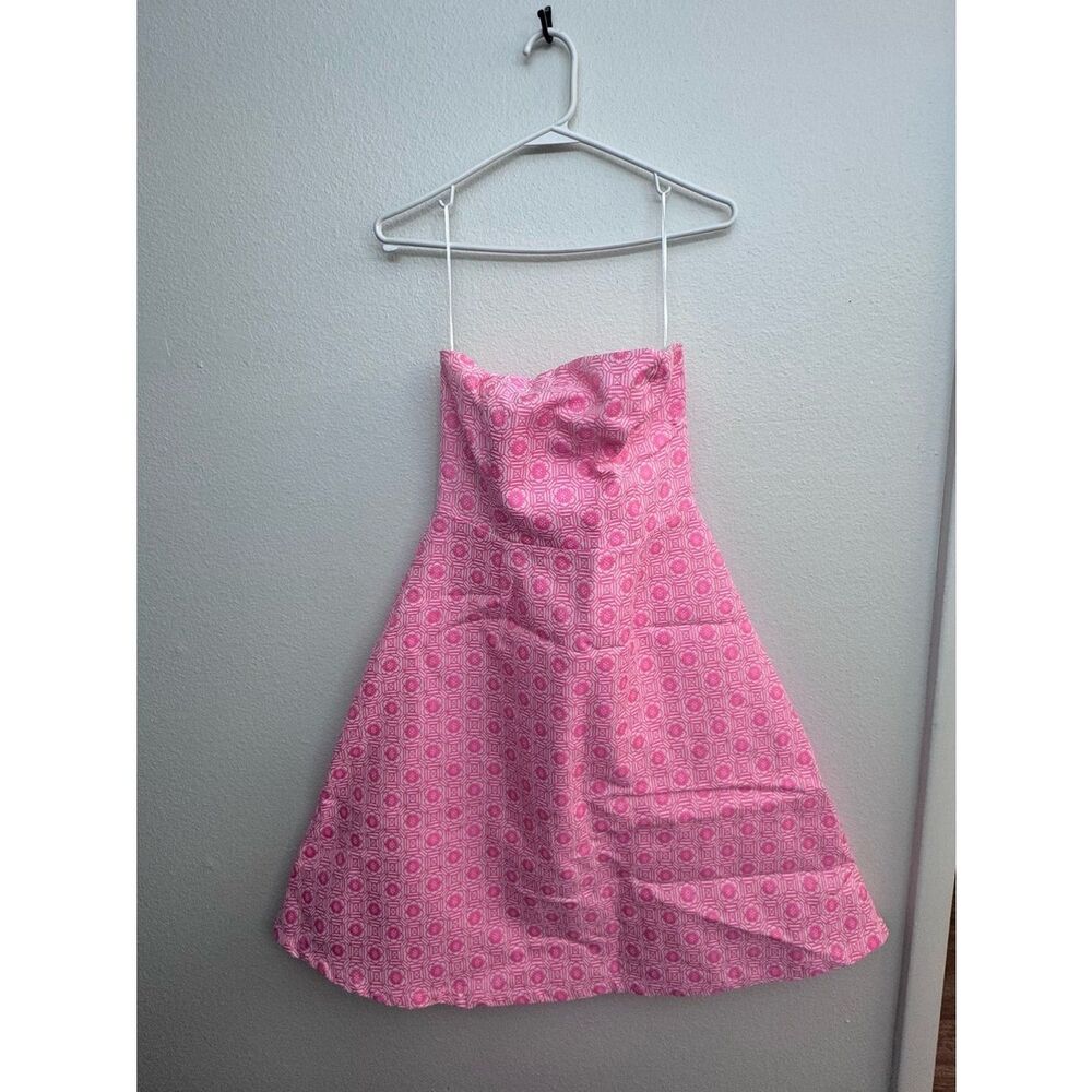 Elorie Strapless Pink & White Dress - Size Small